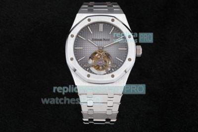 R8 Factory Replica Audemars Piguet Royal Oak SS Grey Tourbillon Watch 41MM